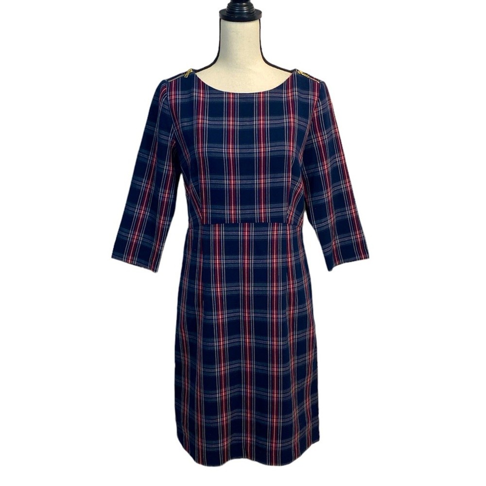 NWT Cortefiel Black Plaid Academia Compression Dress Size Medium