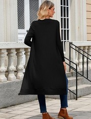 Womens Long Cardigan Lightweight V Neck Knit Button Hooded with Pockets Trendy