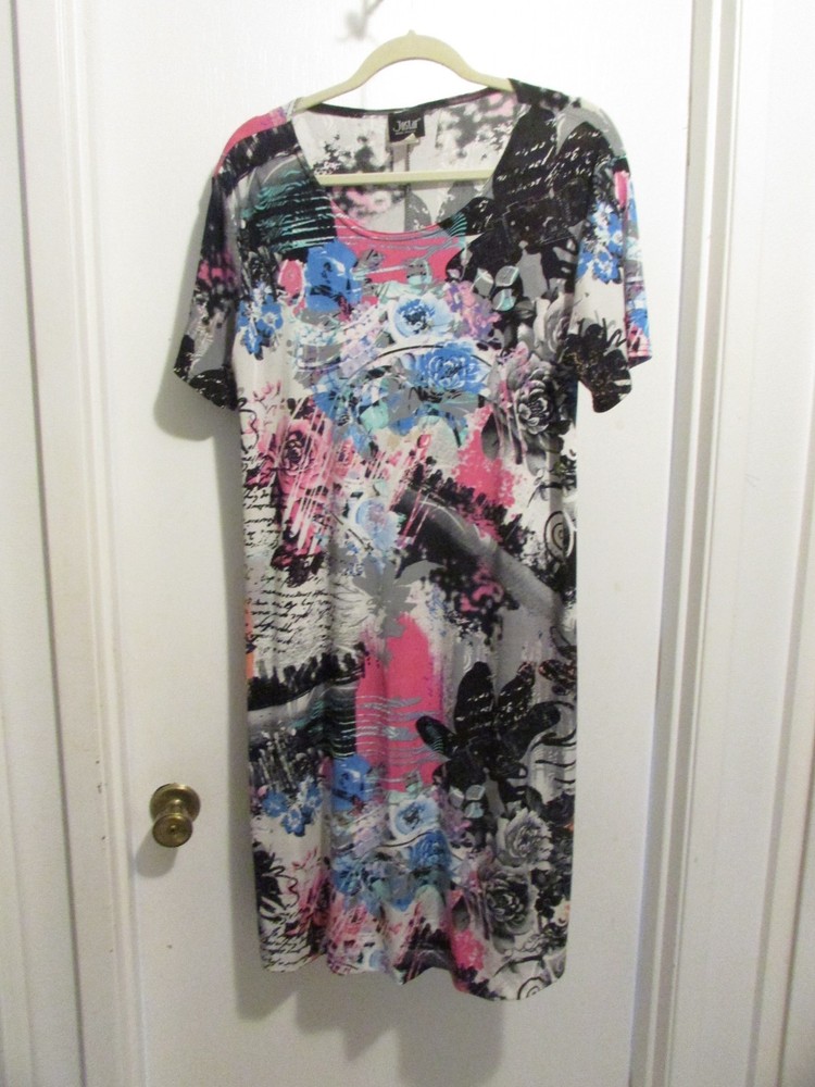 Jostar Dress Med Travel Knit No Ironing A-Line Blue Pink White Black #4010