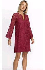 NWT $388 Johnny Was Jade Harper Lace Tunic Dress Matching Slip Sheer Beach Sz S