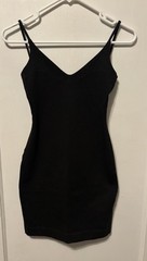 Vintage Betsey Johnson Punk Label Size Small Black Low Back Tight Mini Dress