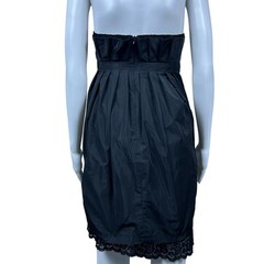 BCBGeneration Y2K Babydoll Strapless Bubble Hem Dress 8 Lace Pleated Coquette