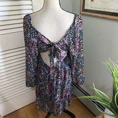 Rewind Babydoll Dress Womens Large Ditzy Floral Mini Dainty Milkmaid Retro Y2K
