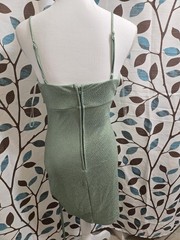Clear Moon Green Glitter Ruched Bodycon Mini Dress Juniors Size 9