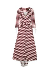 Hellessy Maxi Dress US 4 UK 8 Burgundy Ivory Print Featured in Vogue RRP £1330