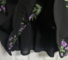 JONES STUDIO SIZE 18W BLACK EMBRIODERED PURPLE FLOWERS SCALLOPED MIDI DRESS NEW