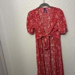 Seraphine Bessie Maternity Nursing Midi Wrap Summer Dress Red Floral Size 4