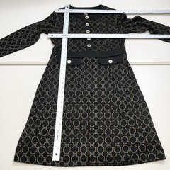 Lavinia Button Shift Black Camel Jacquard Workwear Ottoman Dress Size 8R
