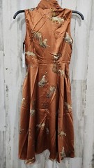UNIQUE VINTAGE Rust & Leopard Cat Print Swing Dress with POCKETS Size SMALL**NEW