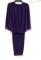 FUZZI Viola Purple Flutter Sleeve Cape Capelet Tulle Mesh Bodycon Dress XS 0/2