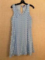 Alya sleeveless A-line shift dress size S light blue with flower applique