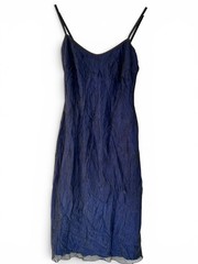 Vintage Y2K Sheer Blue Mesh Slip Dress Spaghetti Strap Fairy Grunge Goth Size 6