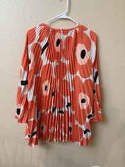 Marimekko Lepatus Unikko Tunic Dress Orange Poppy Print Pleated M Retro RARE