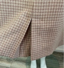 60s-70s Plaid Vest Top Skirt Set Size Small Career Guild Vintage Midi Brown Red