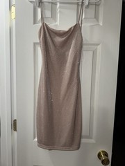 Champagne Sparkle Backless Spaghetti Strap Mini Dress Windsor NWT BodyCon Size S