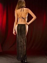 Sex Backless Dress Women Nightgown Exotic Perspective Mesh High Slit Long Dress