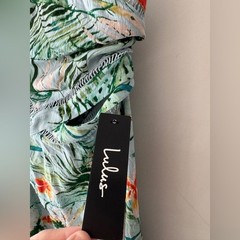 NEW!! Lulus St Tropez Mint Blue Leaf Print Halter Dress