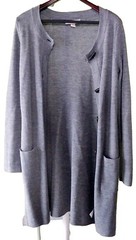 Ellen Tracy Cardigan Sweater Womens S Gray Merino Wool Minimalist Classic Button