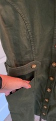 Loft Olive Green Button-Front Utility Dress with Cap Sleeves