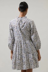 Sugarlips Heath Floral Long Sleeve Mini Shift Dress – Cream Multicolor Small