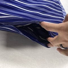 Everly One Shoulder Dress M Blue White Stripe Ruffle Coastal Nautical Summer