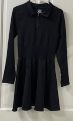 OQQ Black Long Sleeve Collared Zip Front Dress XL
