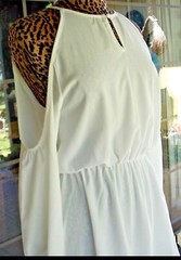 Bare Shoulders Slit Front And Back 3/4 Sleeve Short Dress Sz. L 38&Prime; Bust