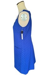 NWT Sandra Darren Beaded Cobalt Blue Basket Weave Sleeveless Retro Dress Sz 8