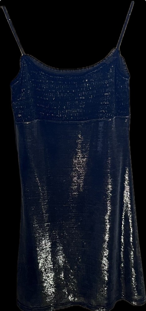Un Moudes CAMAIEU Strappy Lined Silver Mini Dress (S)