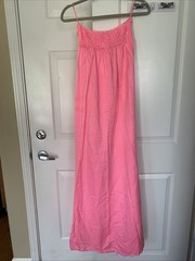 Devotion Small 100% Silk Light Pink Strapless Maxi Dress