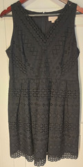 LOFT Outlet Petite Eyelet Dress Black Cotton Sleeveless Fit Flare 10P