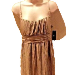 IZ BYER CALIFORNIA EMPIRE WAIST, STRAP SLEEVES, BEAUTIFUL DRESS, GOLD, M, NWT
