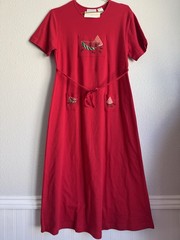 NWT! Cabernet Petites Cotton Maxi Belted Dress Watermelon Pockets Retro 90’s M