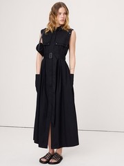 Banana Republic M Medium Stretch Cotton Utility Maxi Dress Black NWT! #873203