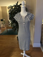 💙❤️RLR Lauren Jeans Co. SHARP Navy & Off-White Striped Hooded Nautical Dress XS