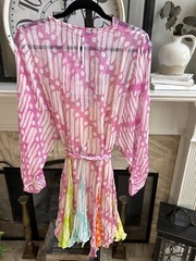 NEW NWT $525 RHODE « Ella » chiffon mini dress in pink multicolor sz M
