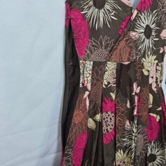 a.n.a Floral V-Neck Cotton Sundress Brown Pink Garden Party Summer Dress Size 4
