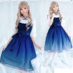 Summer Gradient Suspender Chiffon Fairy Dress Girl Sweet Anime Loli Role-playin