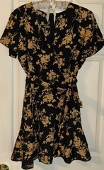 New Front & Bottom Ruffle Fit & Flare Black And Gold Preppy Chic Size M Dress