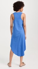 Z Supply Reverie Dress Small Blue V Neck Asymmetrical Hem Maxi Cotton Jersey