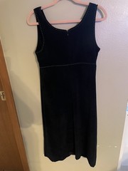 Vintage Black Velvet Dress 90s Y2k Style Slit Back Velour Old Money Whimsigoth