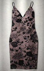 TOP 10 DRESS WOMENS SIZE Large Pink With Black Floral Design