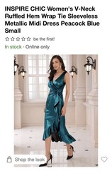 INSPIRE CHIC Peacock Blue Metallic Wrap Midi Dress V-Neck Sleeveless XXL