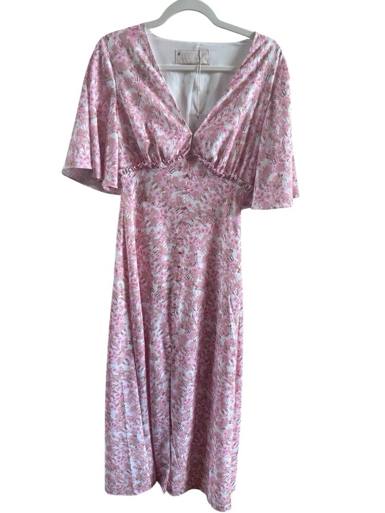 NWT Keepsake The Label Blaze Extra Small Pink Midi Dress Rose Blossom Romantic