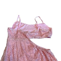 Just Quella Pink Sequin Mini Dress Cutout Spaghetti Strap Cocktail Small NWT