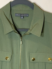 Sharagano Dress Womens 6 Green Utility Sheath Short Sleeve Safari New wTags