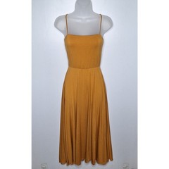 Audrey 3+1 Square Neck Midi Tank Dress Modal Jersey Mustard Small Sundress 70s
