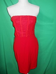 NEW EXPRESS RED PIPED LACE STRAPLESS DRESS sizes XS,S,M,L,XL (B147)