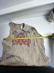 Solitaire Medium Brown Embroidered tiered Maxi Sun Dress Hippy boho Gauzy ￼