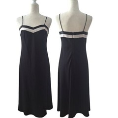 Lauren Ralph Lauren Y2K Bias Cut Dress Black Beaded Spaghetti Strap Cocktail 10